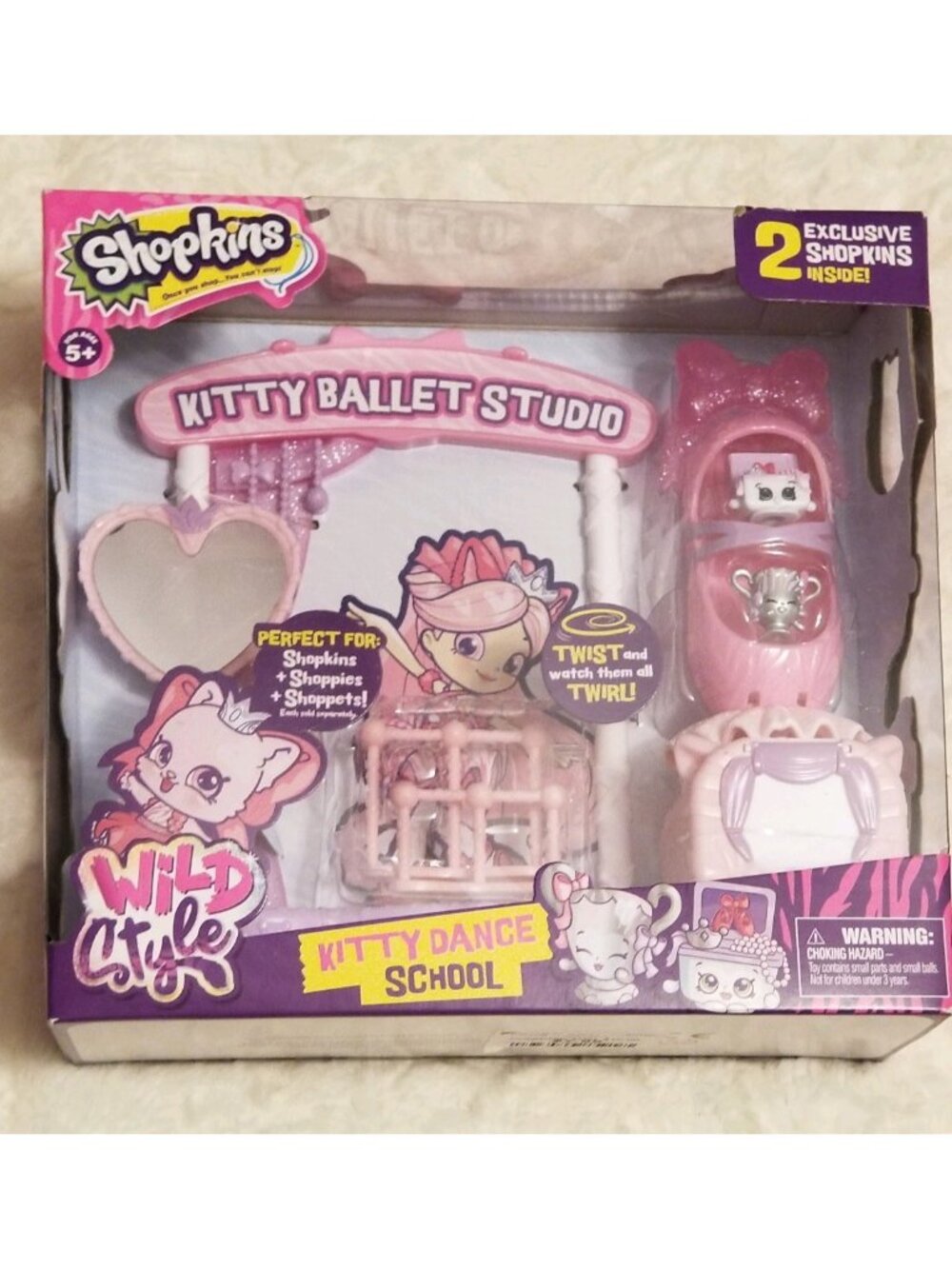 Shopkins Kitty Dance School Ballet Studio Wild Style Set 2 Exclusive Shopkins